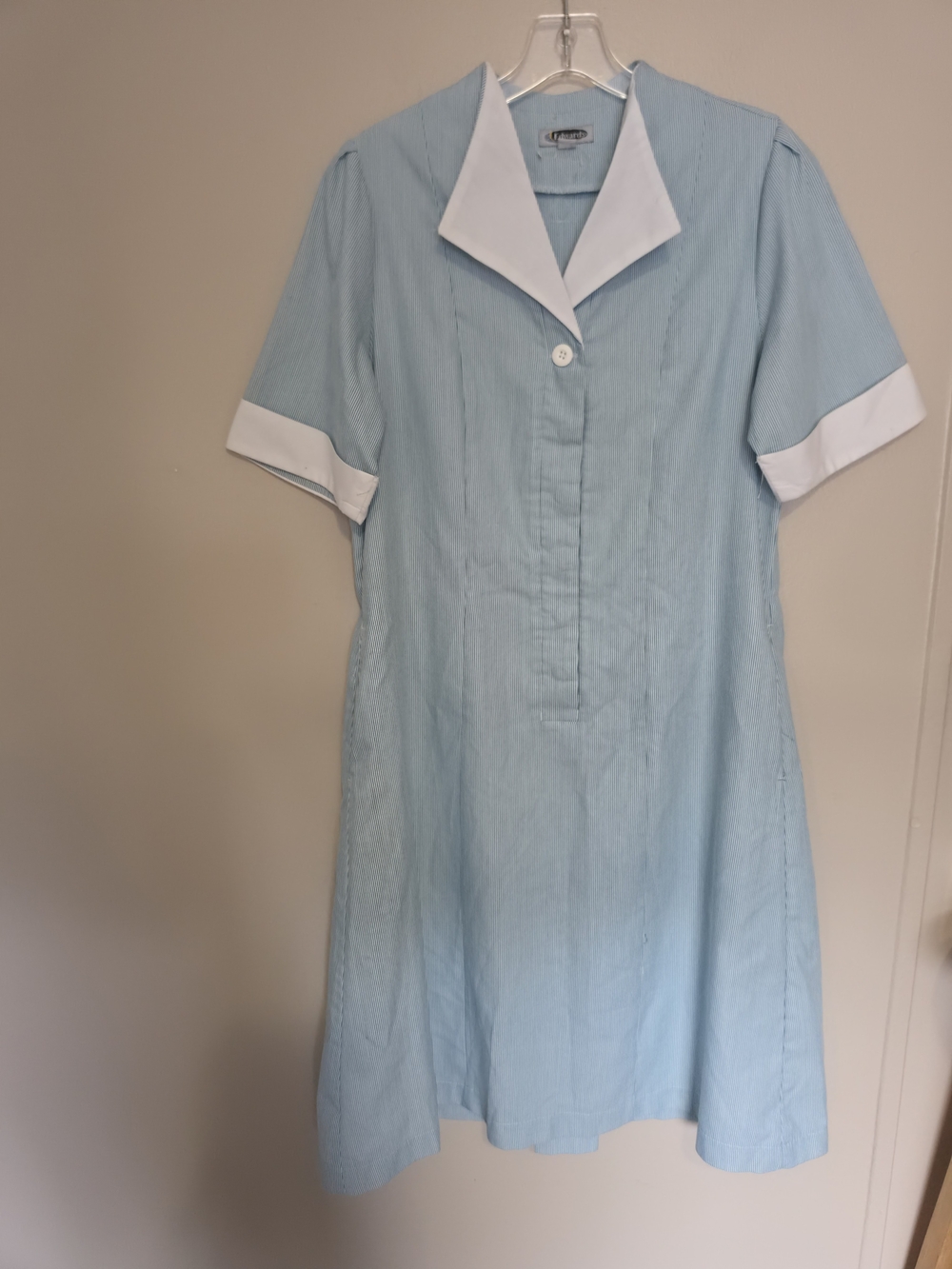 Edwards Housekeeping Dress Maid Uniform Blue Striped Size AA